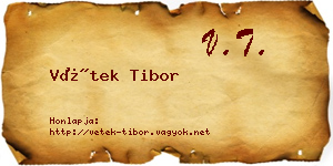 Vétek Tibor névjegykártya